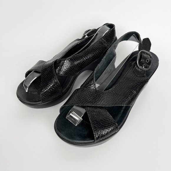 Dansko Jacinda Wedge Sandal Platform Medium High Heel Leather Comfortable Light - Picture 4 of 11